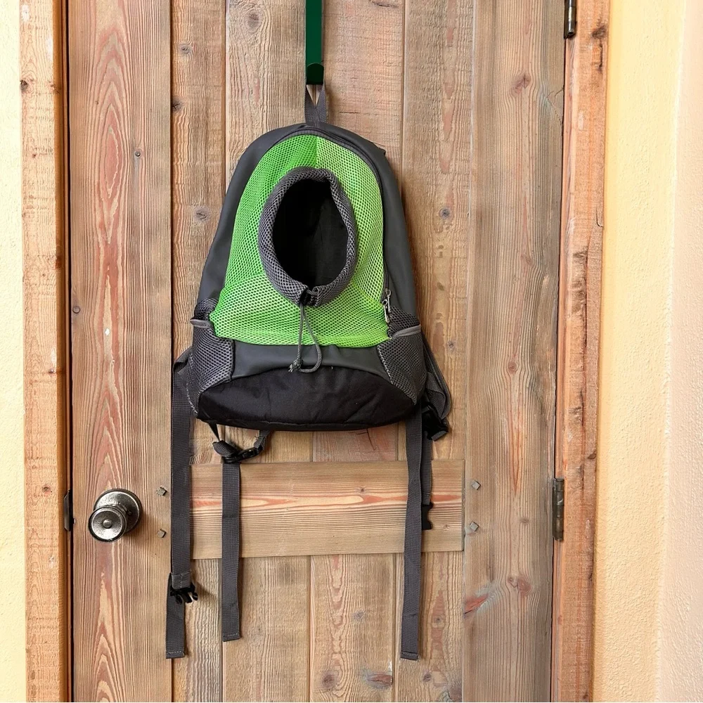 Small Pet Carrier Backpack Green Mesh Small Dogs or Cats